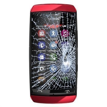 Nokia Asha 305 Näytön Lasin ja Kosketusnäytön Korjaus Punainen