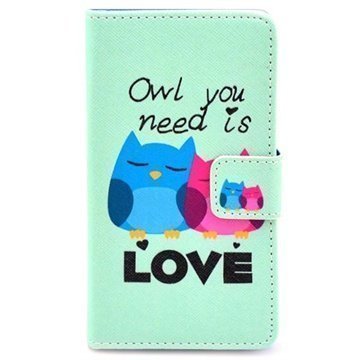 Nokia Lumia 520 Lumia 525 Lompakkomallinen Nahkakotelo Owl You Need Is Love