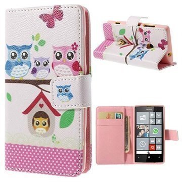 Nokia Lumia 520 Lumia 525 Wallet Leather Case Owl Family