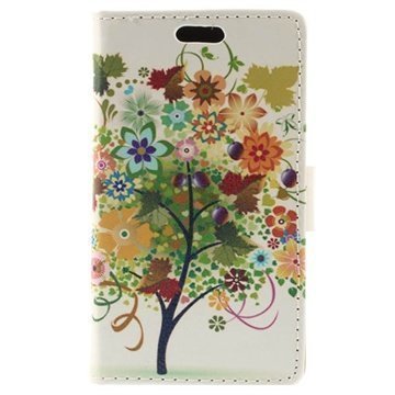 Nokia Lumia 530 Lumia 530 Dual Sim Wallet Leather Case Flowering Tree Colorful