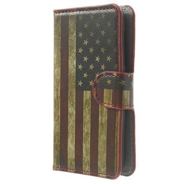 Nokia Lumia 530 Lumia 530 Dual Sim Wallet Nahkakotelo Vintage American Flag