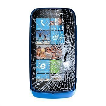 Nokia Lumia 610 Näytön Lasin ja Kosketusnäytön Korjaus Cyan