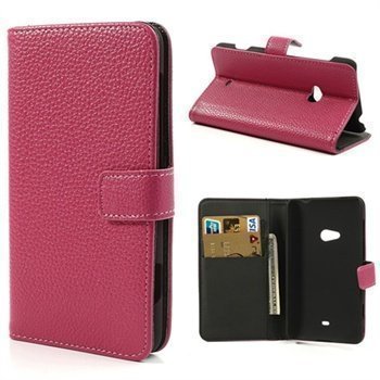 Nokia Lumia 625 Wallet Nahkakotelo Kuuma Pinkki