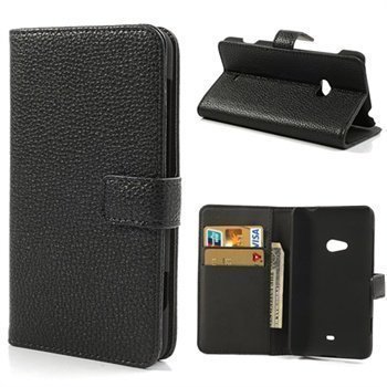 Nokia Lumia 625 Wallet Nahkakotelo Musta