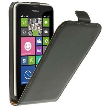 Nokia Lumia 630 Lumia 630 Dual Sim Pystysuuntainen Nahkainen Läppäkotelo Musta