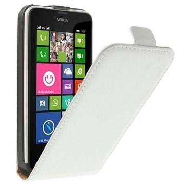 Nokia Lumia 630 Lumia 630 Dual Sim Pystysuuntainen Nahkainen Läppäkotelo Valkoinen