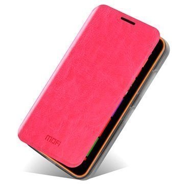 Nokia Lumia 630 Mofi Rui Series Läpällinen Nahkakotelo Kuuma Pinkki