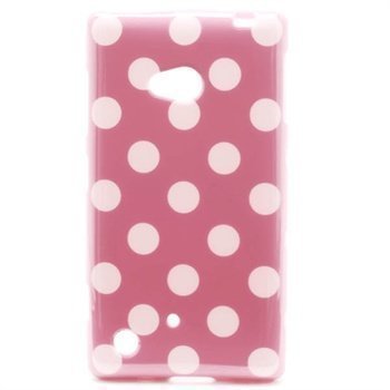 Nokia Lumia 720 Polka Dot TPU Kotelo Valkoinen / Vaaleanpunainen