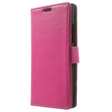 Nokia Lumia 735 Wallet Nahkakotelo Kuuma Pinkki