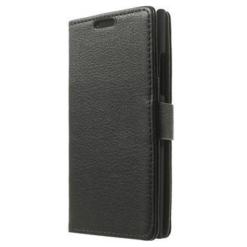 Nokia Lumia 735 Wallet Nahkakotelo Musta