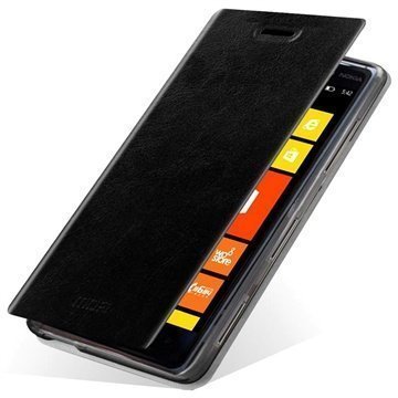 Nokia Lumia 830 Mofi Rui Series Nahkainen Läppäkuori Musta