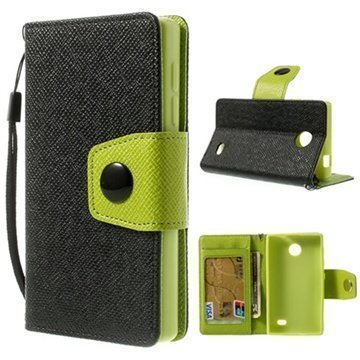 Nokia X X+ Two-Tone Wallet Nahkakotelo Vihreä / Musta