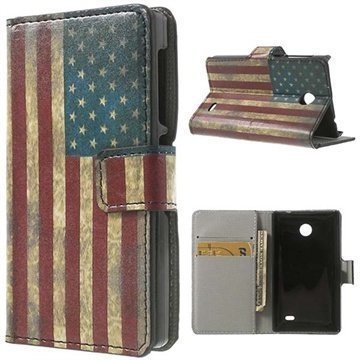 Nokia X X+ Wallet Nahkakotelo Vintage American Flag