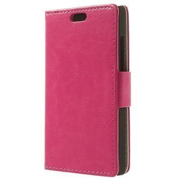 Nokia X2 Dual SIM Wallet Nahkakotelo Kuuma Pinkki