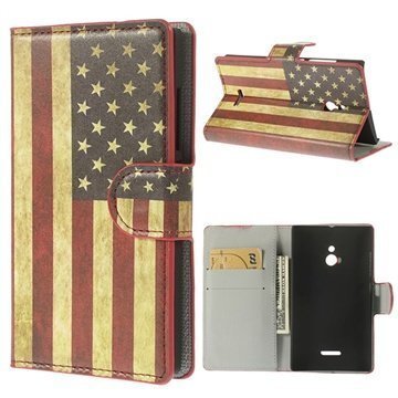 Nokia XL Wallet Nahkakotelo Vintage American Flag