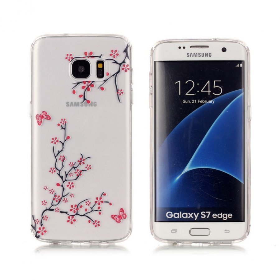 Nyström Samsung Galaxy S7 Edge Kuori Luumupuun Kukat Ja Perhoset