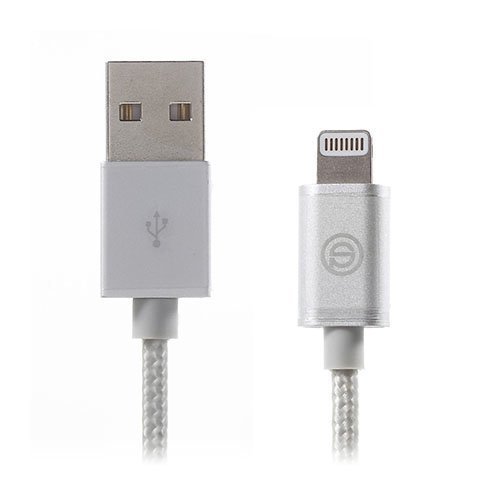 Opso 1m Punottu Kaapeli Apple Lightning Laitteille Hopea