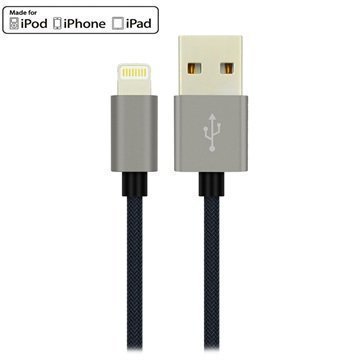 PT Line MFi Certified Lightning / USB Cable iPhone iPad iPod Black / Grey