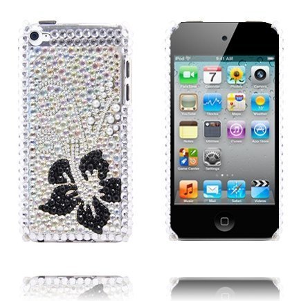 Paris Hopea Musta Kukka Ipod Touch 4 Blingbling Suojakuori