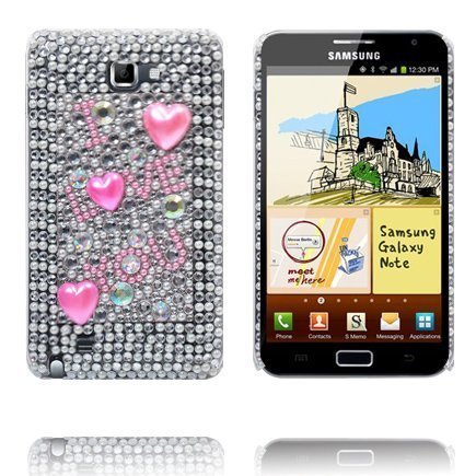 Paris I Love You Pinkit Sydämet Samsung Galaxy Note Bling Suojakuori