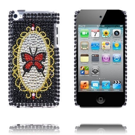 Paris Musta Hopea Perhonen Ipod Touch 4 Blingbling Suojakuori