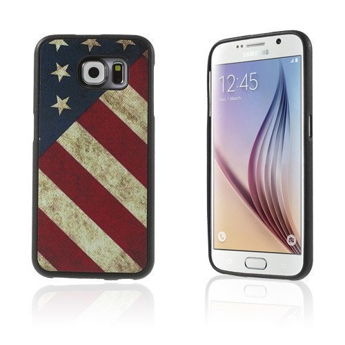 Persson Samsung Galaxy S6 Nahkakotelo Korttitaskuilla Vintage Usa Lippu