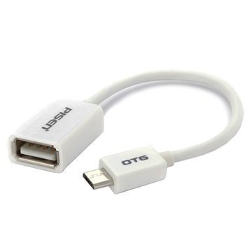 Pisen MicroUSB OTG Adapterikaapeli Valkoinen