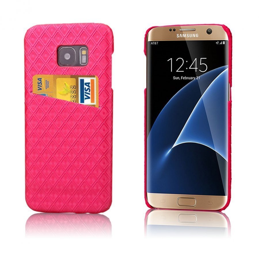 Pålsson Samsung Galaxy S7 Edge Keinonahka Kuori Kuuma Pinkki