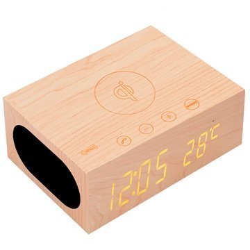 Qxtc X5 Wooden Wireless Charger / Speaker & Alarm Clock Brown