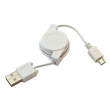 Retractable USB / microUSB Cable White