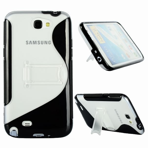 S-Line Läpikuultava Kick Stand Musta Samsung Galaxy Note 2 Suojakuori