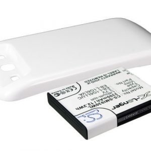 Samsung GT-I9300 GT-I9308 SGH-T999V Galaxy S3 yhteensopiva tehoakku valkoisella laajennetulla takakannella 3300 mAh