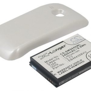 Samsung GT-S6500 GT-S6500D Galaxy Mini 2 yhteensopiva tehoakku valkoisella laajennetulla takakannella 2400 mAh