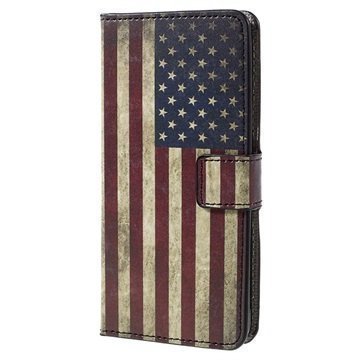 Samsung Galaxy A5 (2016) Tyylikäs Lompakkokotelo Vintage American Flag