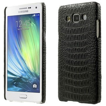 Samsung Galaxy A5 Nahkapinnoitettu Kovakotelo Krokotiili Musta