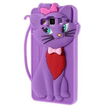 Samsung Galaxy A7 3D Cat Silikoninen Suojakuori Violetti