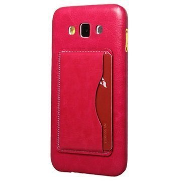 Samsung Galaxy A7 Retro Seisontatuki Kovakotelo Kuuma Pinkki