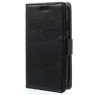 Samsung Galaxy Ace Style Wallet Nahkakotelo Musta