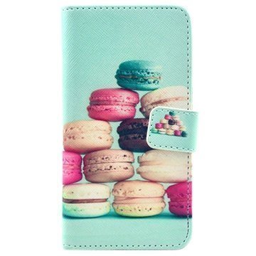 Samsung Galaxy Alpha Lompakkonahkakotelo Macarons