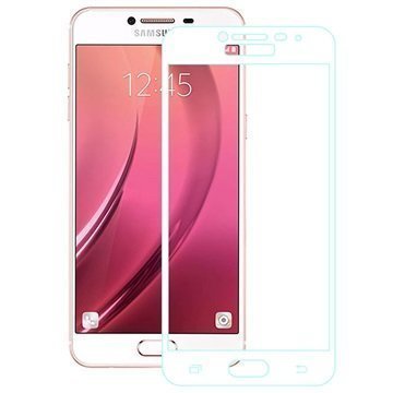 Samsung Galaxy C5 Full Coverage Tempered Glass Screen Protector White