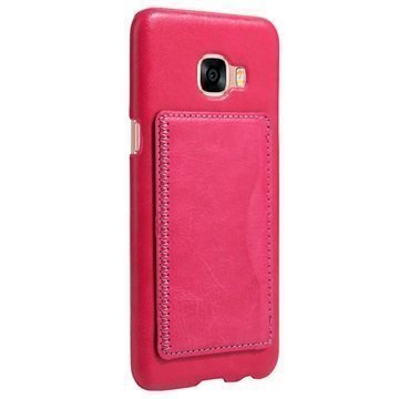 Samsung Galaxy C5 Retro Seisontatuki Kotelo Kuuma Pinkki