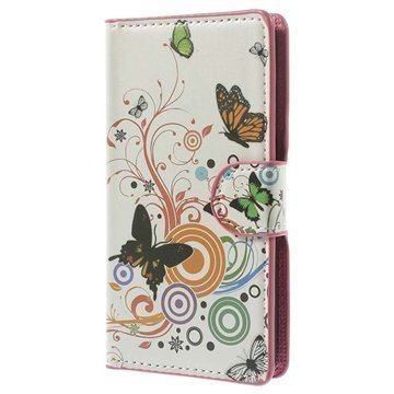 Samsung Galaxy Core II Wallet Nahkakotelo Butterfly / Ympyrät