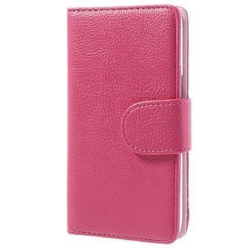 Samsung Galaxy Express 2 Wallet Nahkakotelo Kuuma Pinkki