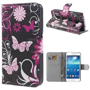 Samsung Galaxy Express 2 Wallet Nahkakotelo Perhoset / Kukat