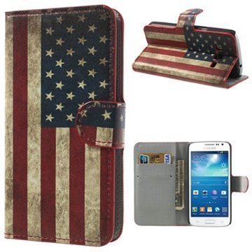 Samsung Galaxy Express 2 Wallet Nahkakotelo Vintage American Flag