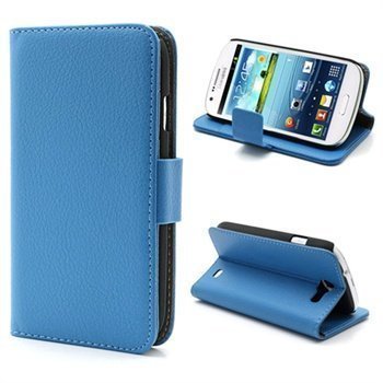 Samsung Galaxy Express I8730 Wallet Nahkakotelo Sininen