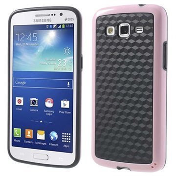 Samsung Galaxy Grand 2 Cube Design Hybrid Case Musta / Pinkki