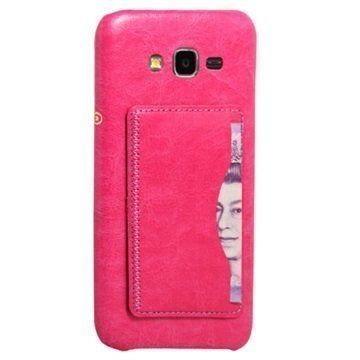 Samsung Galaxy J5 Retro Seisontatuki Kovakotelo Kuuma Pinkki