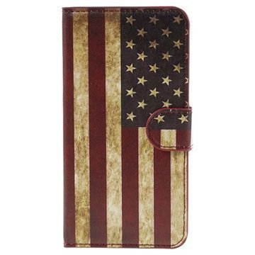 Samsung Galaxy J5 Tyylikäs Lompakkokotelo Vintage American Flag