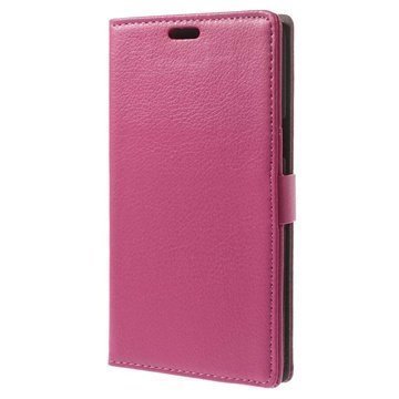 Samsung Galaxy Mega 2 Wallet Nahkakotelo Kuuma Pinkki